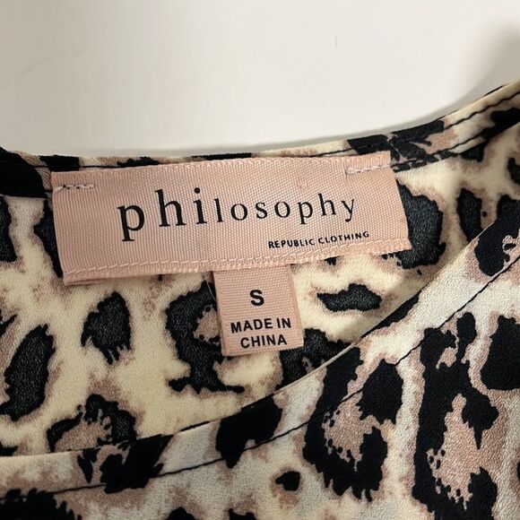 Womens PHILOSOPHY Leopard Print Short Sleeved Blouse Size Small - Picture 6 of 6